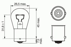 Лампа STANDARD P21W 12V 21W 1987302201 для HYUNDAI MATRIX (FC) 1.5 CRDi 2001-2010, код двигателя D3EA, V см3 1493, кВт 60, л.с. 82, Дизель, Bosch 1987302201
