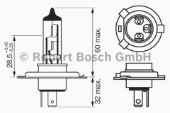 Лампа автомобильная Bosch 1987302041 H4 12V упаковка для сервиса для HYUNDAI MATRIX (FC) 1.5 CRDi 2001-2010, код двигателя D3EA, V см3 1493, кВт 60, л.с. 82, Дизель, Bosch 1987302041